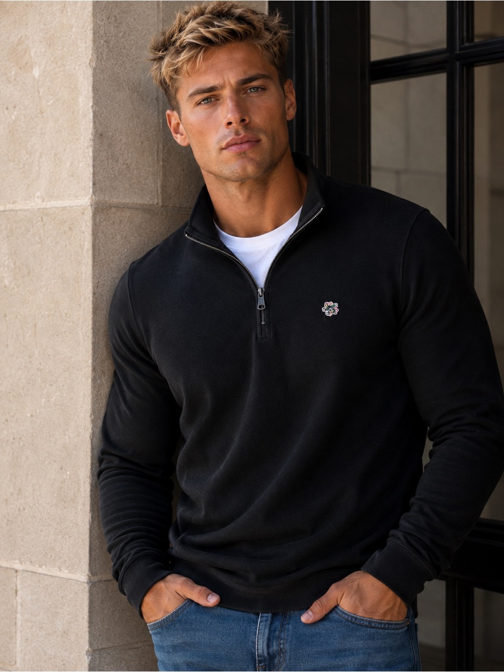 Ted Baker London Men's Merino Long Sleeve Half Zip Sweater
